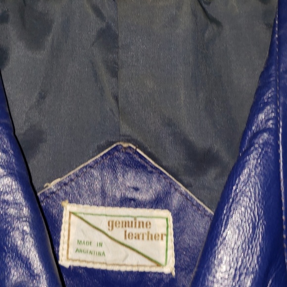 Vintage blue leather jacket - Picture 3 of 8